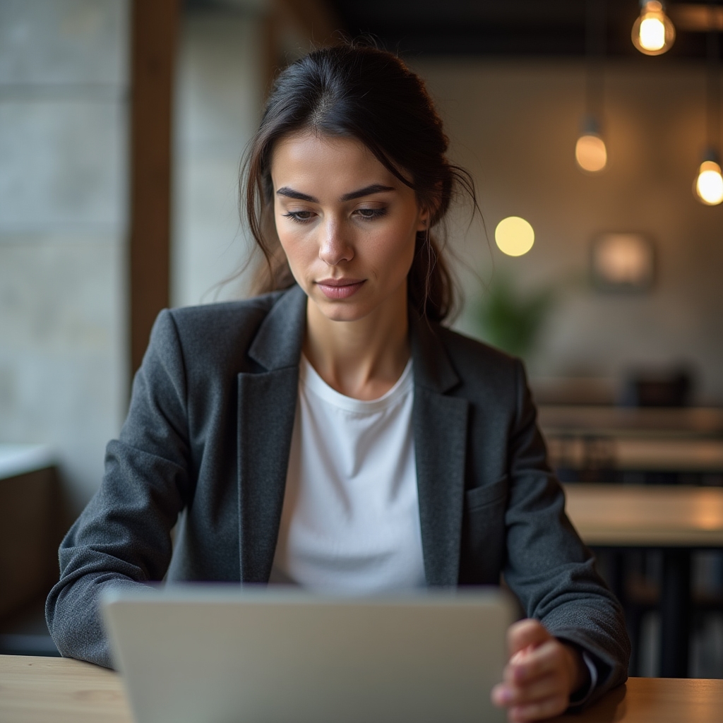 Giovane professionista che analizza le proprie finanze personali al laptop