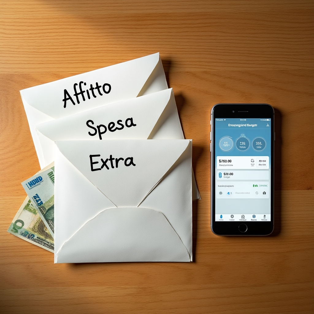 Confronto tra metodo a busta fisica tradizionale e versione digitale su app